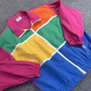 Vintage Cricket Lane Rainbow Windbreaker Jacket Women's‎ 14 USA 80s 90s Retro